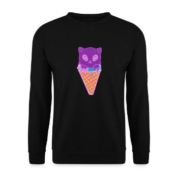 Katze Eiskreme Eiscrem - Unisex Pullover - Schwarz - Vorne - Alina (178cm) & Michal (187cm)