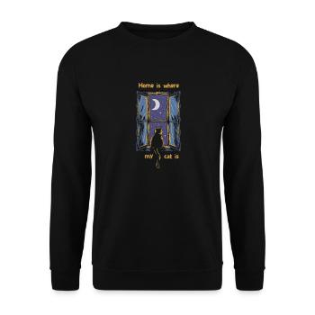 Home is where my cat is - Unisex Sweatshirt - black - Front - Alina (178cm) & Michal (187cm)