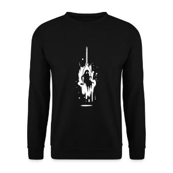 Geist auf Schaukel Halloween Halloweengeist - Unisex Pullover - Schwarz - Vorne - Alina (178cm) & Michal (187cm)