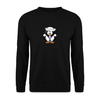Marine penguin / sailor in uniform - Unisex Sweatshirt - black - Front - Alina (178cm) & Michal (187cm)