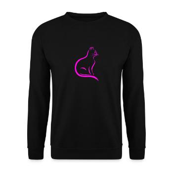 Rosa Katze - Unisex Pullover - Schwarz - Vorne - Alina (178cm) & Michal (187cm)