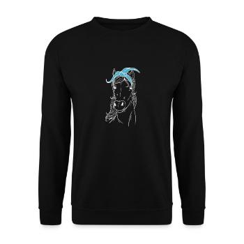 Pferd reiten Reiter Reitsport - Unisex Pullover - Schwarz - Vorne - Alina (178cm) & Michal (187cm)