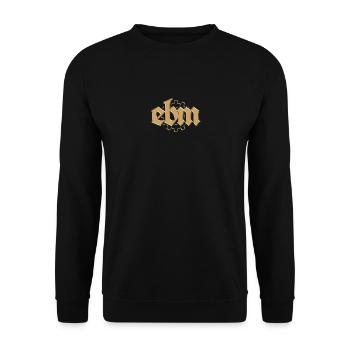 EBM Electronic Body Music mit Zahnrad Goldlook - Unisex Pullover - Schwarz - Vorne - Alina (178cm) & Michal (187cm)