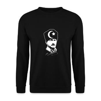 Mustafa Kemal Atatürk Impressionnant Portrait Atatürk Atatürk - Sweat-shirt Unisexe - noir - Devant - Alina (178cm) & Michal (187cm)