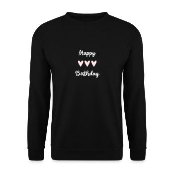 HAPPY BIRTHDAY. HAPPY BIRTHDAY. ANNIVERSARY. - Unisex Sweatshirt - black - Front - Alina (178cm) & Michal (187cm)