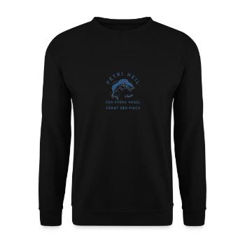 Angeln, Petri Heil - Unisex Pullover - Schwarz - Vorne - Alina (178cm) & Michal (187cm)