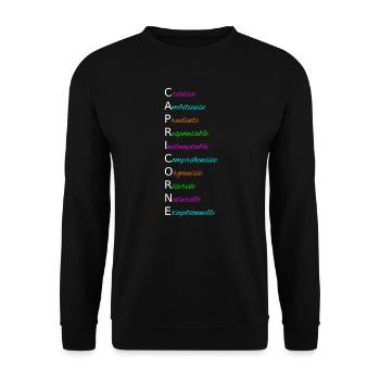CAPRICORNE Créative Ambitieuse Prudente - Sweat-shirt Unisexe - noir - Devant - Alina (178cm) & Michal (187cm)