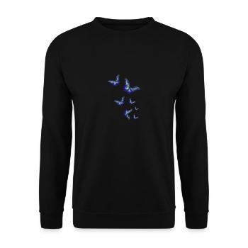 schmetterlinge,pailletten,schmetterling,blau - Unisex Pullover - Schwarz - Vorne - Alina (178cm) & Michal (187cm)