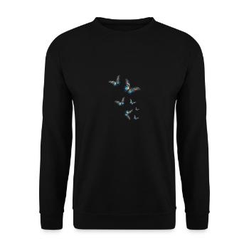 schmetterlinge,pailletten,schmetterling,blau - Unisex Pullover - Schwarz - Vorne - Alina (178cm) & Michal (187cm)