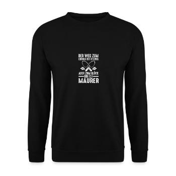 Maurermeister Maurergeselle Maurer - Unisex Pullover - Schwarz - Vorne - Alina (178cm) & Michal (187cm)