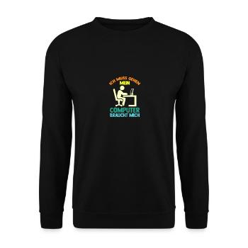 Computer Gamer Zocker Programmierer Administrator - Unisex Pullover - Schwarz - Vorne - Alina (178cm) & Michal (187cm)
