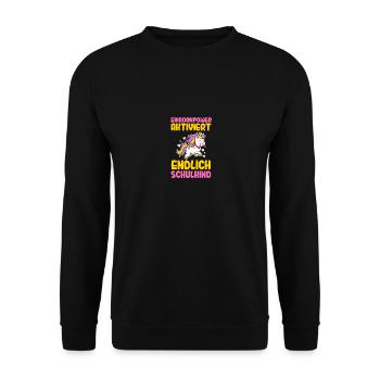 Garderie Sortant de l’école Inscription Licorne Écolier - Sweat-shirt Unisexe - noir - Devant - Alina (178cm) & Michal (187cm)