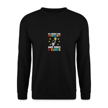 Astronaute Première Primaire Inscription Écolier - Sweat-shirt Unisexe - noir - Devant - Alina (178cm) & Michal (187cm)