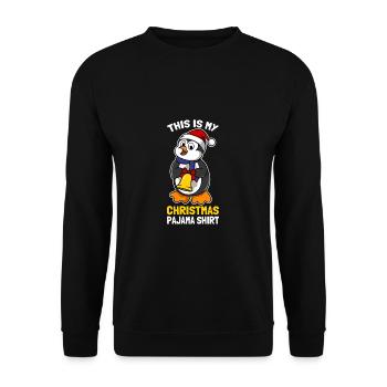 This Is My Christmas Pajama Shirt Süßer Pinguin - Unisex Pullover - Schwarz - Vorne - Alina (178cm) & Michal (187cm)