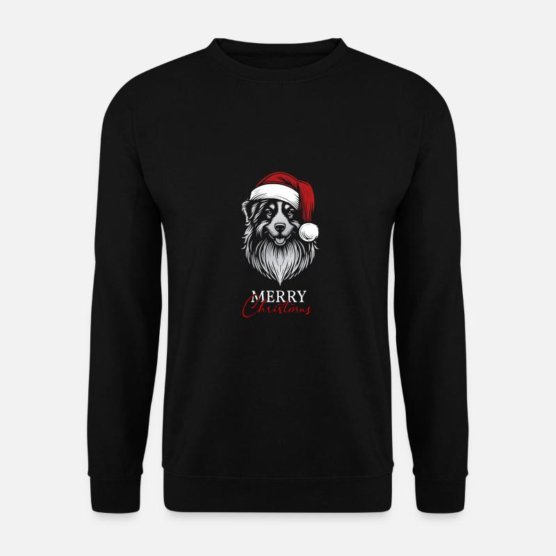 Australian Shepherd Merry Christmas, Hundekopf - Unisex Pullover - Schwarz