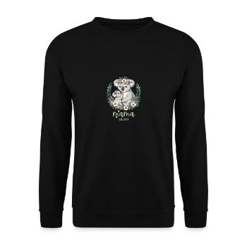 Mama Est. 2024 Koala Cuddle Floral Wreath New Mom - Unisex Pullover - Schwarz - Vorne - Alina (178cm) & Michal (187cm)