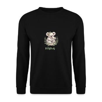 Maman Koala ours câlin I Couronne florale maman I Koala - Sweat-shirt Unisexe - noir - Devant - Alina (178cm) & Michal (187cm)