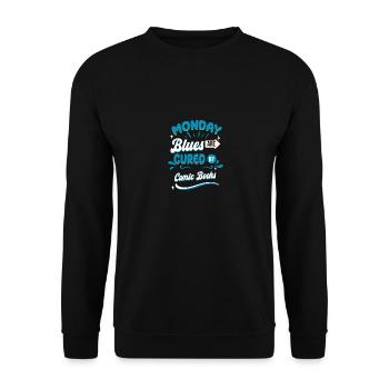 Le blues du lundi est guéri par les bandes dessinées - Sweat-shirt Unisexe - noir - Devant - Alina (178cm) & Michal (187cm)