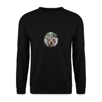 Conception surprise de la rencontre entre chat et raton laveur - Sweat-shirt Unisexe - noir - Devant - Alina (178cm) & Michal (187cm)