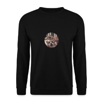 Surprised Cat And Raccoon Indoor Encounter - Unisex Sweatshirt - black - Front - Alina (178cm) & Michal (187cm)