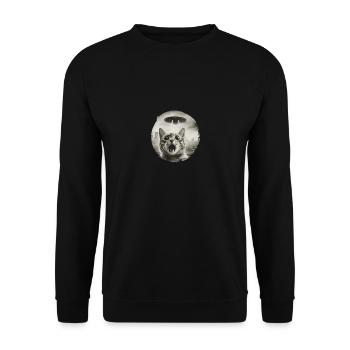 Chat surpris par le design d’une rencontre avec un OVNI - Sweat-shirt Unisexe - noir - Devant - Alina (178cm) & Michal (187cm)