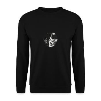 Double Chats Surpris En Noir Vintage - Sweat-shirt Unisexe - noir - Devant - Alina (178cm) & Michal (187cm)