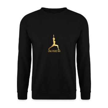 Yoga Pose Love Peace OM - Unisex Sweatshirt - black - Front - Alina (178cm) & Michal (187cm)