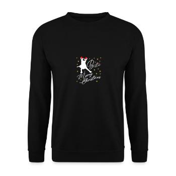 Boston Terrier avec chapeau de Père Noël et étoiles - Sweat-shirt Unisexe - noir - Devant - Alina (178cm) & Michal (187cm)