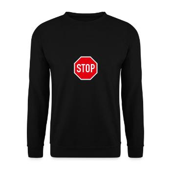 stop - Unisex Pullover - Schwarz - Vorne - Alina (178cm) & Michal (187cm)