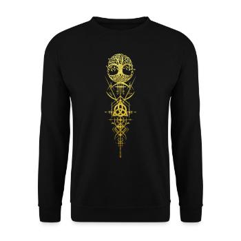 Ygdrassil Weltenbaum Runen Symbol Spiritualität - Unisex Pullover - Schwarz - Vorne - Alina (178cm) & Michal (187cm)