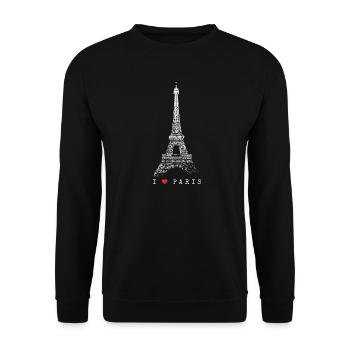Paris Eiffel Tower Vintage Skyline I Love France - Unisex Sweatshirt - black - Front - Alina (178cm) & Michal (187cm)