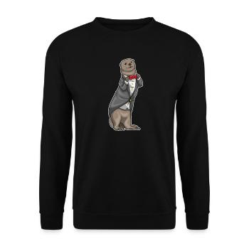 Otter Bräutigam Fliege Hochzeit - Unisex Pullover - Schwarz - Vorne - Alina (178cm) & Michal (187cm)