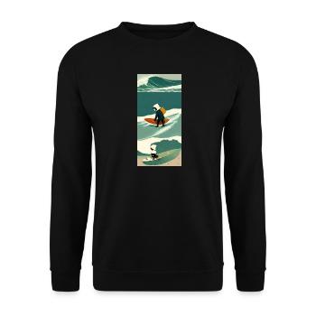 Surfeur Solitaire en Tempête - Sweat-shirt Unisexe - noir - Devant - Alina (178cm) & Michal (187cm)