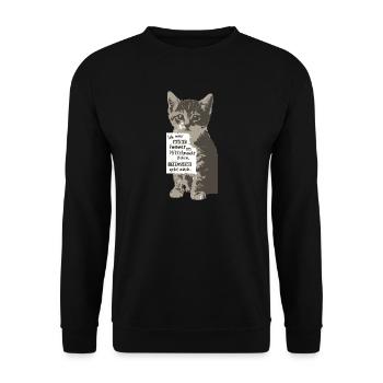 Ich muss nicht immer im Mittelpunkt stehen KATZE - Unisex Pullover - Schwarz - Vorne - Alina (178cm) & Michal (187cm)