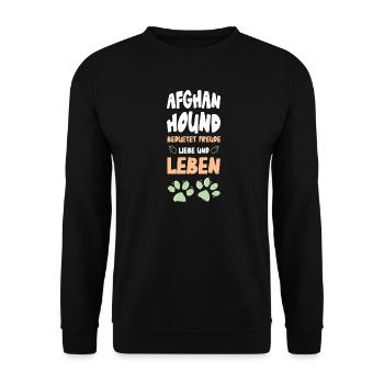 Hundeliebe Lebensfreude Print - Unisex Pullover - Schwarz - Vorne - Alina (178cm) & Michal (187cm)