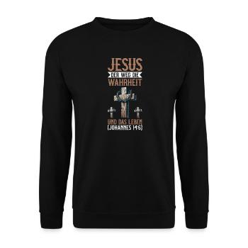 Jésus, la voie, la vérité et la vie - Sweat-shirt Unisexe - noir - Devant - Alina (178cm) & Michal (187cm)