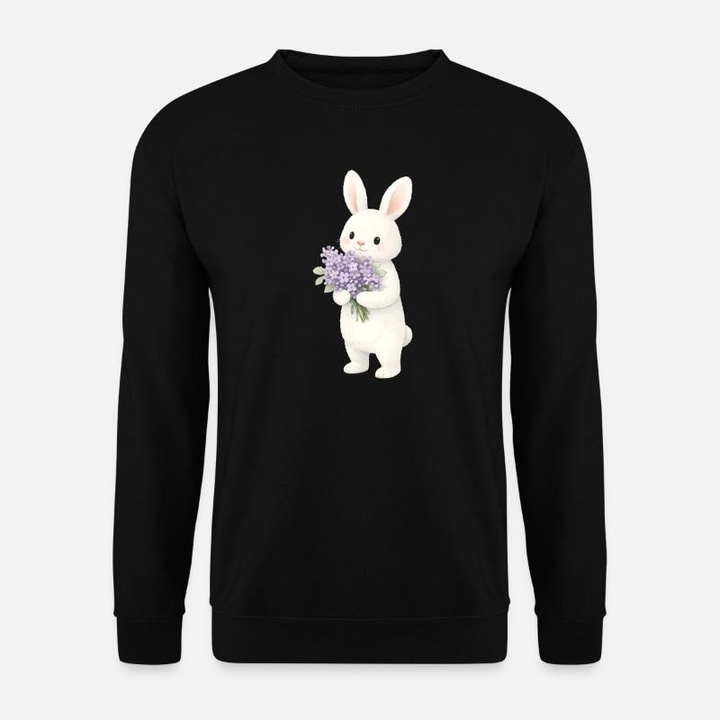 Bunny with lilac illustration - Unisex Sweatshirt - black