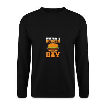 Burger Day Fast Food Crew Gift - Unisex Sweatshirt - black - Front - Alina (178cm) & Michal (187cm)