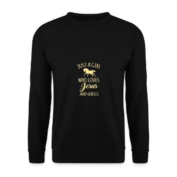 Jésus et les chevaux, citation amusante amoureux des chevaux Vi - Sweat-shirt Unisexe - noir - Devant - Alina (178cm) & Michal (187cm)