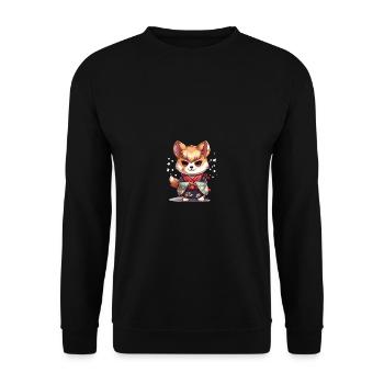 japanisch Hund Shiba Inu Mädchen im Kimono - Unisex Pullover - Schwarz - Vorne - Alina (178cm) & Michal (187cm)