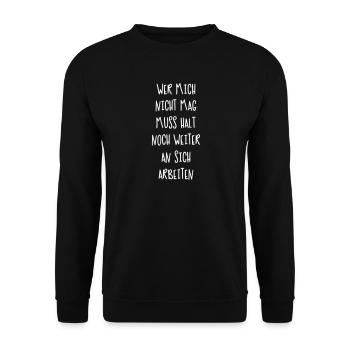 Wer mich nicht mag Lustige Sprüche Coole Sprüche - Unisex Pullover - Schwarz - Vorne - Alina (178cm) & Michal (187cm)