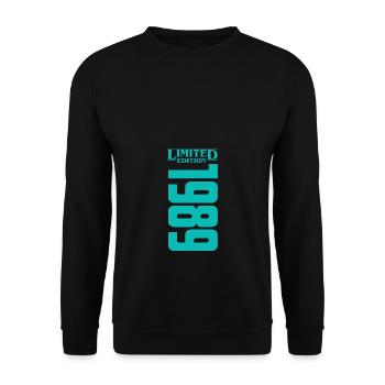 1989 Geburtstagsdesign - Unisex Pullover - Schwarz - Vorne - Alina (178cm) & Michal (187cm)