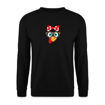 Truthahn Gesicht Leopard Print Brille Thanksgiving - Unisex Pullover - Schwarz - Vorne - Alina (178cm) & Michal (187cm)