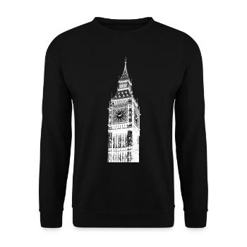 BIG BEN LANDMARK ENGLAND LONDON STENCIL - Unisex Sweatshirt - black - Front - Alina (178cm) & Michal (187cm)