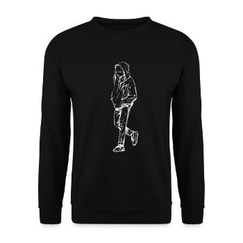 kpop boy geschenkidee - Unisex Pullover - Schwarz - Vorne - Alina (178cm) & Michal (187cm)