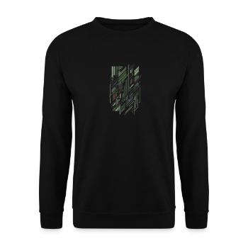 Geometrisches Tarngitter - Unisex Pullover - Schwarz - Vorne - Alina (178cm) & Michal (187cm)