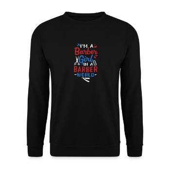 Friseurin - Unisex Pullover - Schwarz - Vorne - Alina (178cm) & Michal (187cm)