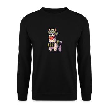 Kampf-Lama - Unisex Pullover - Schwarz - Vorne - Alina (178cm) & Michal (187cm)