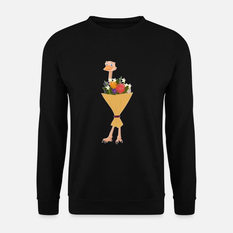 Vogelstrauß - Blumenstrauß mit Straußenvogel - Unisex Pullover - Schwarz