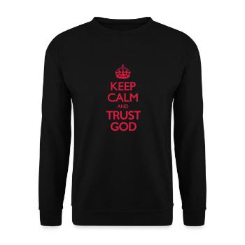 Keep Calm and Trust God - Unisex Sweatshirt - black - Front - Alina (178cm) & Michal (187cm)